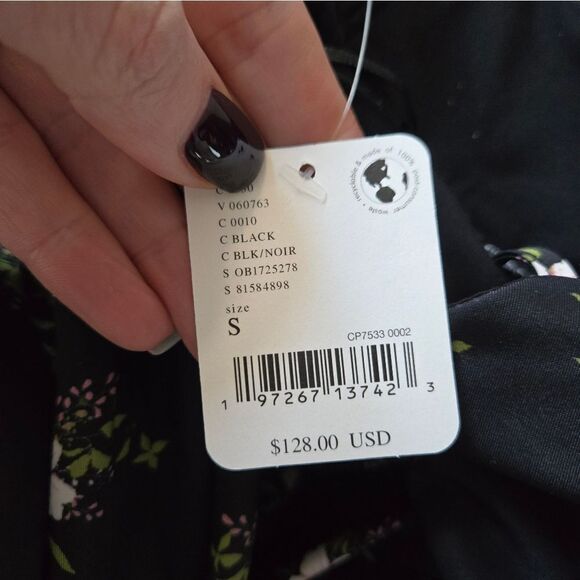 Free People in A Bubble Mini Dress in Black Floral size S New - Picture 14 of 14